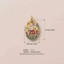 1個復古兔子吊墜，可愛油畫卡通風格，18K PVD鍍金，316不鏽鋼，防水且耐褪色，適合DIY手鍊吊墜、項鍊吊墜，女性珠寶 - 彩色 - 查看 15