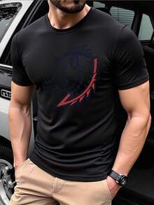 [Neue Produkte] Herren Mode Sommer Einfarbiges Rundhals Kurzarm T-Shirt, atmungsaktiv bequem vielseitig Lässig Top für tägliche Outdoor Lässig - Schwarz - Übersicht 1