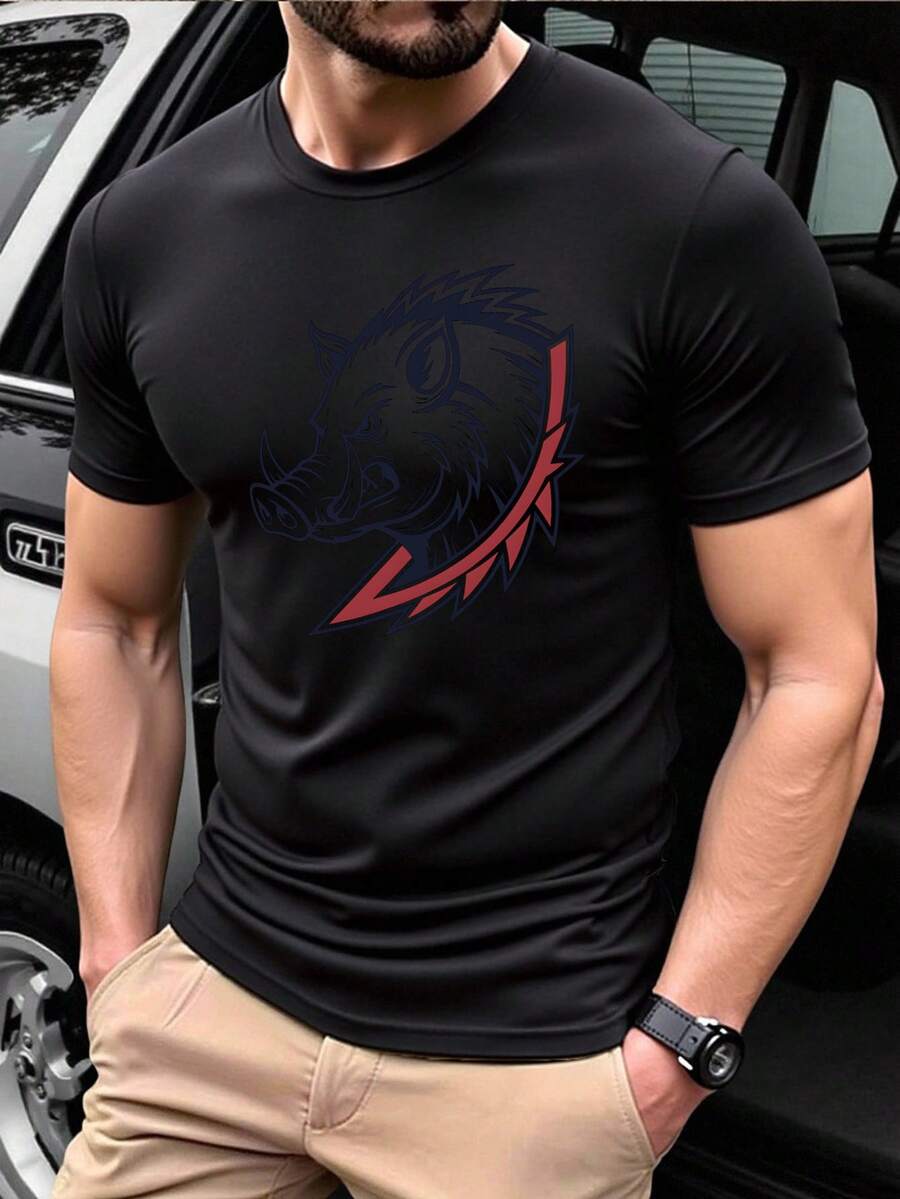 [Neue Produkte] Herren Mode Sommer Einfarbiges Rundhals Kurzarm T-Shirt, atmungsaktiv bequem vielseitig Lässig Top für tägliche Outdoor Lässig - Schwarz - Übersicht 1