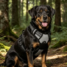 1 Set Harness dan Tali Anjing, Harness Anti-Tarik Reflektif, Dengan Gesper Lepas Cepat, Pegangan Tebal yang Nyaman, Tahan Lama, Cocok untuk Berjalan dan Melatih Anjing - Light Grey - View 7