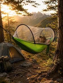 1pc/Set Hammock Automatic Quick Opening Mosquito Net Outdoor Camping Pole Hammock Swing Anti-Rollover Nylon Rocking Chair 220x100cm - Multiple Styles - View 1