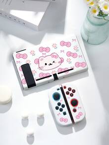 New Switch2 (2025) Game Console Accessories, 1pc Pink Kitten One-Sided Bow Daisy Print Pattern Protective Case/Cover, Compatible With Switch2/Switch NS/Switch OLED/Lite, Suitable For Switch2/Switch Game Console Accessories, Full Set, Storage Bag, Game Card Case, Switch Protective Case, Best Gift For Switch Players - Multicolor - View 5