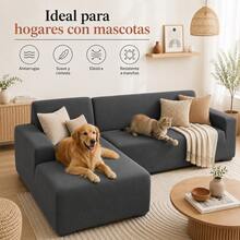 AMOROSA Universal Elastic Sofa Cover For L-Shaped Sofas (2 Pieces) Adjustable Cover For Split And Corner Sofas, Washable Non-Slip Protector For Living Room - Gray - 灰色 - 查看 7