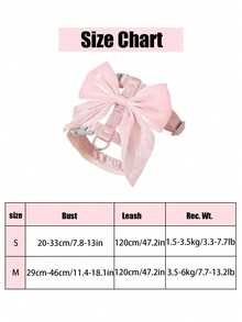2pcs/Set Pink Fairy Style Bow Pet Harness And Leash, Lightweight Outdoor Set, X-Shaped Design With Decorative Bow, Suitable For All Seasons, Fits Small To Medium Dogs And Cats - Multicolor - View 4