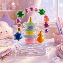 Bộ nhãn dán 3D nhiều lớp phồng, nhãn dán trang trí dập nổi pha lê dạng thạch với sao, chuông và chùa nhiều màu, có thể xếp chồng để tự tạo cảnh trang trí bàn làm việc, dùng làm nhãn dán phẳng cho ốp điện thoại, scrapbook, sổ nhật ký, sổ tay, album và quà tặng - Hình chữ nhật - Xem 6