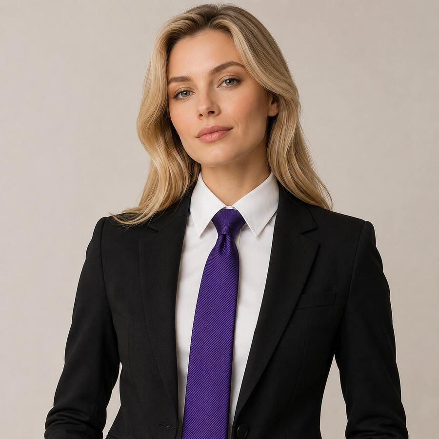 Women's Business Ties: Sophisticated, Versatile And Professional; British Style, Suitable For Suits And Shirts; Preppy Style, Perfect For Everyday Wear And Photo Shoots. - 紫色 - 查看 1