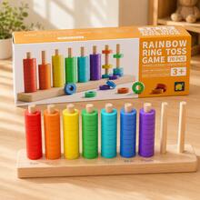 Juguete de clasificación y apilamiento de colores de madera, juego de círculo arcoíris - Juguete sensorial para la identificación y clasificación de colores - Multicolor - Ver 8