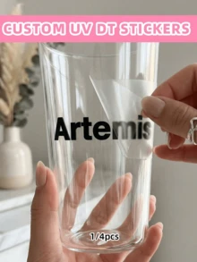 1/4pcs UV Customized Text Stickers, Personalized Name Label, Waterproof & Oil-Proof For Home Storage, Bathroom Supplies & Toiletries Bottles, Clear Text In Humid Environments Without Peeling, Organize Home Gift For Birthday Wedding - Multicolor - View 3