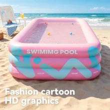 Piscina inflable grande, piscina de exterior para el hogar reforzada con tobogán, adecuada para reuniones familiares y patio exterior - Piscina de material PVC (Solo la piscina, sin accesorios incluidos) - C - Ver 1