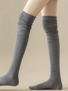 1 Pair Women's Autumn/Winter Warm Over-The-Knee Boot Socks Long Stockings - Grey - View 2