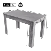 Dining Table, Contemporary Dining Table, Sturdy Dining Table, Four-Legged Table, Oak Table, Rectangular Dining Table, Coffee/Leisure Table, Modern And Minimalist Dining Table - 灰色 - 查看 2