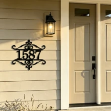 3 Sizes Available! Custom Vintage Scroll Style House Number Sign - Baroque Style Black House Number & Address Plate - House Number Sign - Black - View 5