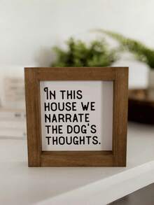 1pc Rustic Wooden Dog Quote Sign, Classic Pet Themed Wall Art, Humorous Farmhouse Decor, Multipurpose Tabletop Plaque, English, Home & Kitchen Decoration - Multicolor - View 5