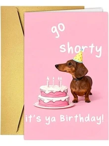 1pc Cartoon Dachshund Birthday Card, Unique Gift For Women, Men, Friends, Colleagues, Sisters, Husbands, Girlfriends, Sons, Daughters, Suitable For Any Occasion. Simply Put, Your Birthday Is Here! - Sets - View 3