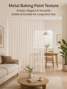Telescopic No-Drill Spring Tension Curtain Rod, Adjustable Metal Rod For Windows, Closets, Bathrooms, Shower Curtains - White 1pc - View 5