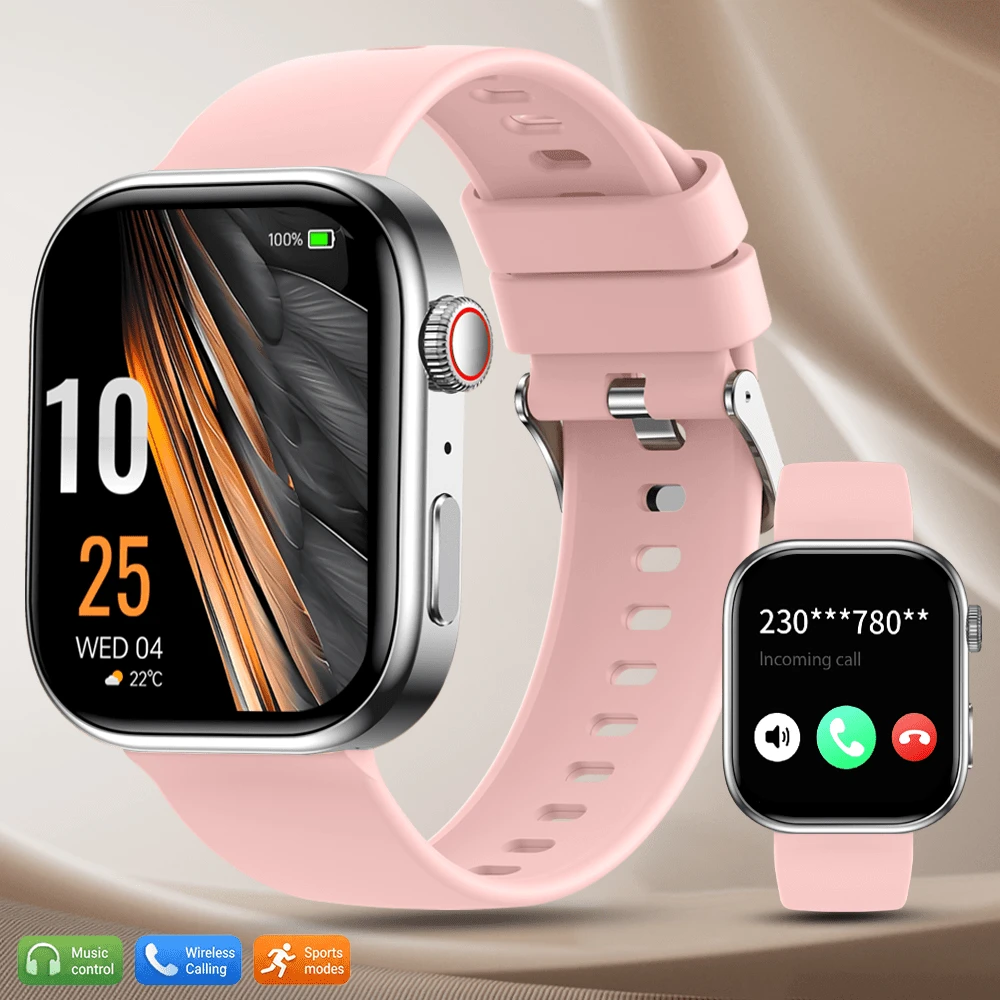 QAGSFLC New Exquisite Fashion Women's Watch, Elegant Appearance Novel Unique Sports Smart Watch, Wireless Calling, Music Control, Remote Camera, Message Notification, Calorie, Stopwatch, Multiple Sports Modes, Men's Watch, USB Cable Charging Multi-Function, Suitable As Holiday Gift
