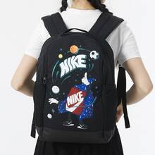 Nike Graphic Print Logo Backpack With Zip Closure, Made Of Polyester Fiber, Regular Style. - Black - View 3