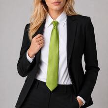Women's Business Ties: Sophisticated, Versatile And Professional; British Style, Suitable For Suits And Shirts; Preppy Style, Perfect For Everyday Wear And Photo Shoots. - 青檸色 - 查看 3