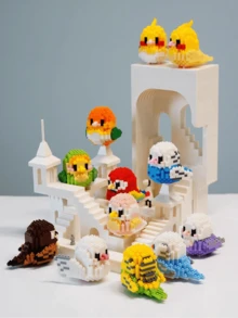 1PC/2pcs/8pcs Set Blok Bangunan Miniatur Hewan Burung Kartun Kreatif DIY, Beo, Pipit, Hewan, Puzzle Perakitan 3D, Mainan Edukatif, Mainan Asah Otak, Model Ornamen, Dekorasi Rumah Lucu, Hadiah untuk Teman, Keluarga, Anak-anak, Hadiah Ulang Tahun Terbaik - MultiWarna - View 3