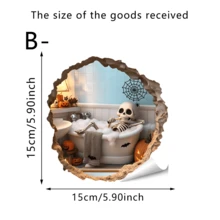 1/5pcs Cute Cartoon Ghost Bathroom Wall Sticker With A Broken Wall Effect. Removable, Self-Adhesive, Waterproof PVC Sticker. Suitable For Bathrooms, Bedrooms, Toilets, And Halloween Home Decorations. - Wall Stickers - View 13