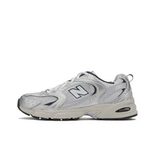 New Balance NB 530 春季 舒適 人造皮革 織品 低筒 休閒城市通勤跑步鞋 男女同款 米白銀 - 米白銀 - 查看 14