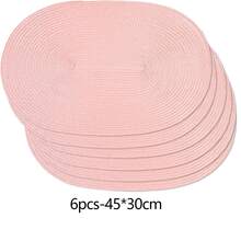 Alas Piring Anyaman Oval 12*18 Inci, Tatakan Gelas 4,72 Inci, Tersedia Berbagai Warna, Bahan Plastik, Dapat Dicuci, Alas Meja Isolasi Panas, Tatakan Gelas, Alas Vas, Dekorasi Meja, Cocok Untuk Pernikahan, Pesta Liburan, Dapur, Natal, Dekorasi Pesta Tahun Baru - Baby Pink - View 13