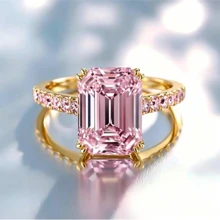 [Boda elegante] Anillo de compromiso de zirconia rosa elegante, adecuado para mujeres - Engaste de oro rosa con decoración brillante, perfecto para propuesta, aniversario y regalo del Día de San Valentín, regalo de joyería romántica | Brillo exquisito | Decoración con incrustaciones - Anillo cuadrado - Ver 4