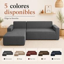 AMOROSA Universal Elastic Sofa Cover For L-Shaped Sofas (2 Pieces) Adjustable Cover For Split And Corner Sofas, Washable Non-Slip Protector For Living Room - Gray - 灰色 - 查看 2