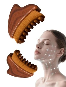 Cepillo de masaje facial/Cepillo facial de esculpido linfático/Adecuado para masaje de cuello, cara y extremidades/Herramienta de cepillado en seco portátil/Cepillo de autocuidado simple/Dispositivo de masaje de drenaje linfático facial - Esculpe la línea de la mandíbula y la mandíbula - Diseño ergonómico que se adapta a la piel - Alivia la fatiga y promueve la circulación sanguínea - Cerdas suaves - Opción ideal para regalos de vacaciones - Multicolor - Ver 1