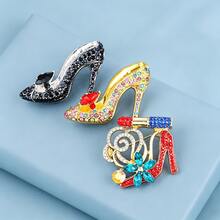 1pc-Elegant Personalized Charming Multi-Color High Heel Shoe Shaped Brooch Women's Fashion High-End Clothing Coat Anti-Exposure Pin Backpack Hat Accessory Suitable For Banquet, Party Wear - High Heel - View 9
