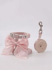 2pcs/Set Pink Fairy Style Bow Pet Harness And Leash, Lightweight Outdoor Set, X-Shaped Design With Decorative Bow, Suitable For All Seasons, Fits Small To Medium Dogs And Cats - Multicolor - View 7
