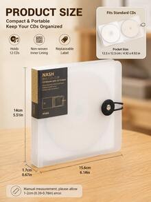 CD DVD Storage Box Organizer, 12-Disc Portable CD DVD Wallet Album Book With Inner Pages, Scratch-Resistant Waterproof Disc Storage Case, Suitable For Car, Home, Office, Travel, Blu-Ray VCD Game Disc Media Music Movie Carrying Box - View 9