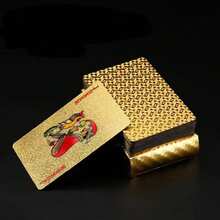 1 Set de Cartas de Juego Impermeables con Lámina de Oro 24K - Cartas de Juego Impermeables Negras & Doradas - Set de Cartas de Juego de Plástico con Acabado de Lámina - Perfecto para Espectáculos de Magia, Juegos de Azar y Coleccionistas Regalo del Día de San Valentín/Regalo de Año Nuevo, Halloween, Juegos de Cartas de Fiesta - Multicolor - Ver 10