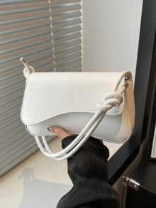 Elegant PU Leather Small Rectangular Crossbody Bag,Flap Closure With Rope Strap Detail,Lightweight Shoulder Purse For Women,Daily Wear, Dating, Summer - Multicolor - View 2
