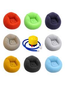 1 pieza Sofá inflable aterciopelado holgado, silla inflable tipo puff suave, adecuado para decoración del hogar y dormitorio, silla de ocio portátil, adecuada para piscina, picnic, camping, patio trasero, playa, dormitorio, relajación interior y exterior, ultra cómodo - Sofá hinchable - Ver 7
