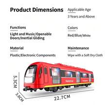 1pc Realistic City Subway Train Toy With Light And Sound Effects, Openable Doors, Inertia Glide, Kids' Favorite Toy Gift - Multicolor - View 1
