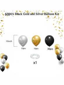 Black And Gold Balloon Arch Kit - 60pcs Black Gold Silver Prom Balloons, Balloons Arch Garland Kit For Graduation Decorations Birthday Party Decorations Men New Year - 18 YEARS - View 3
