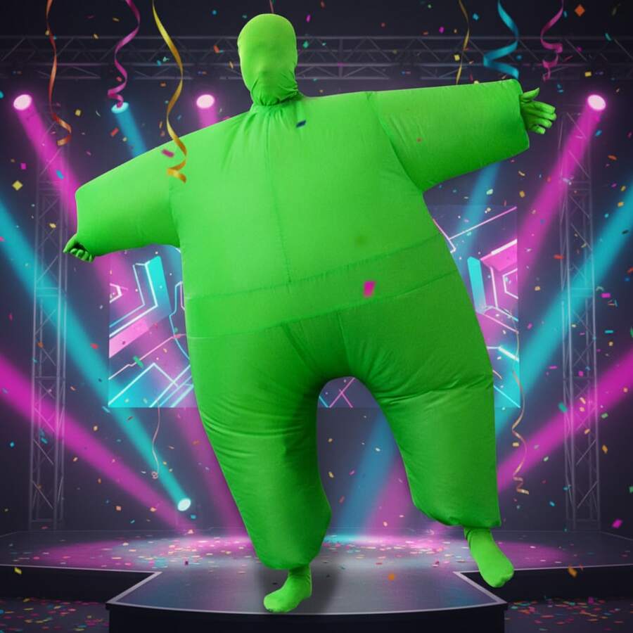 1pc Adult Inflatable White Silicone Costume, Suitable For Height 1.5-2m, For Christmas, Cosplay, Anime Role Play, Party, Stage Performance And Masquerade, Film And TV Prop, Air Pump Included, Battery Not Included - Green - View 1