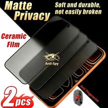 Yezodawee 2pcs Ceramic Matte Privacy Screen Protector, Compatible With IPhone 17 Pro Max/17Pro/15 Pro Max/14 Pro Max/16 Plus And More Models, Soft Material, Full Coverage Privacy/Anti-Glare/Anti-Fingerprint, Compatible With Phone Cases - Black - View 9