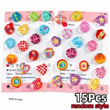 10/15/20/25/32/40/50Pcs Transparent Printed Apple Buttons Accessories Clothing Buttons Hollow Out Clogs Shoe Decor Phone Case Accessories Wholesale, Random Styles - A - View 17
