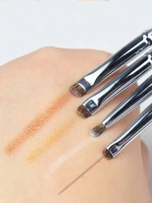 6er Augenpinsel Set: 4 Verblendpinsel (klein & groß) + 1 Detailpinsel + 1 gewinkelter Eyeliner-Pinsel. Zum Verblenden, Packen, Eyeliner, Unteraugen. Anfänger- & Profi-freundlich. - Verschiedenfarbig - Übersicht 2