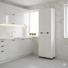 Clean Multipurpose Cabinet With 4 Doors And 6 Shelves, Organizer For Laundry Room, Bedroom, And Kitchen. - White - View 3