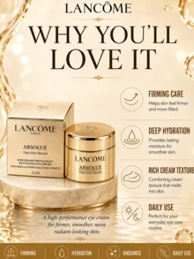 Lancôme 兰蔻全新臻致眼霜，20/5/3/1毫升，提拉紧致，提亮肤色，滋润眼周肌肤，抗皱，淡化黑眼圈，强韧修护，多重功效成分令眼周肌肤饱满紧致，焕发青春光彩，适合所有肤质，学生、上班族、日常通勤、居家旅行皆可使用，馈赠亲友的理想之选，小巧便携，每日必备眼部护理产品。 - 蘭蔻菁純眼霜 - 查看 7