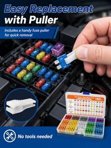 180pcs Car Fuse Set - Includes 60pcs Mini Fuses, 60pcs Standard Fuses, 60pcs Mini Blade Fuses (2A-40A), Comes With Fuse Puller And Aluminum Blade, Essential Tool For Car Electrical Repair, Durable, Suitable For Cars, Trucks, SUVs, Etc. - Fuse - View 3