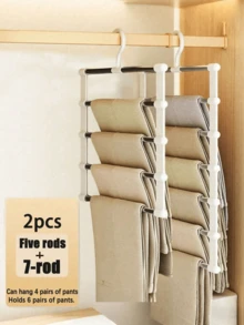 1pc/2pcs Multi-Layer Pants Rack - Space-Saving Foldable Design, Suitable For Effective Closet Organization, Plastic Multi-Layer Pants Rack, Suitable For Jeans, Leggings And Casual Pants, Home Pants Rack, Seamless Anti-Slip Storage, Easy To Assemble, Ideal For Holiday Preparation And Seasonal Wardrobe Management; Baby Room Storage, Perfect Gift For Valentine's Day, Mother's Day - Multicolor - View 11