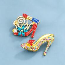 1pc-Elegant Personalized Charming Multi-Color High Heel Shoe Shaped Brooch Women's Fashion High-End Clothing Coat Anti-Exposure Pin Backpack Hat Accessory Suitable For Banquet, Party Wear - High Heel - View 12