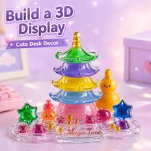 Bộ nhãn dán 3D nhiều lớp phồng, nhãn dán trang trí dập nổi pha lê dạng thạch với sao, chuông và chùa nhiều màu, có thể xếp chồng để tự tạo cảnh trang trí bàn làm việc, dùng làm nhãn dán phẳng cho ốp điện thoại, scrapbook, sổ nhật ký, sổ tay, album và quà tặng - Hình chữ nhật - Xem 3