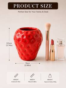 Cute Strawberry Room Decor Makeup Brush Holder Vanity Storage Cup Aesthetic Bedroom Decor Cosmetic Organizer Desktop Decoration Beauty Lover Gift - New Product - View 9