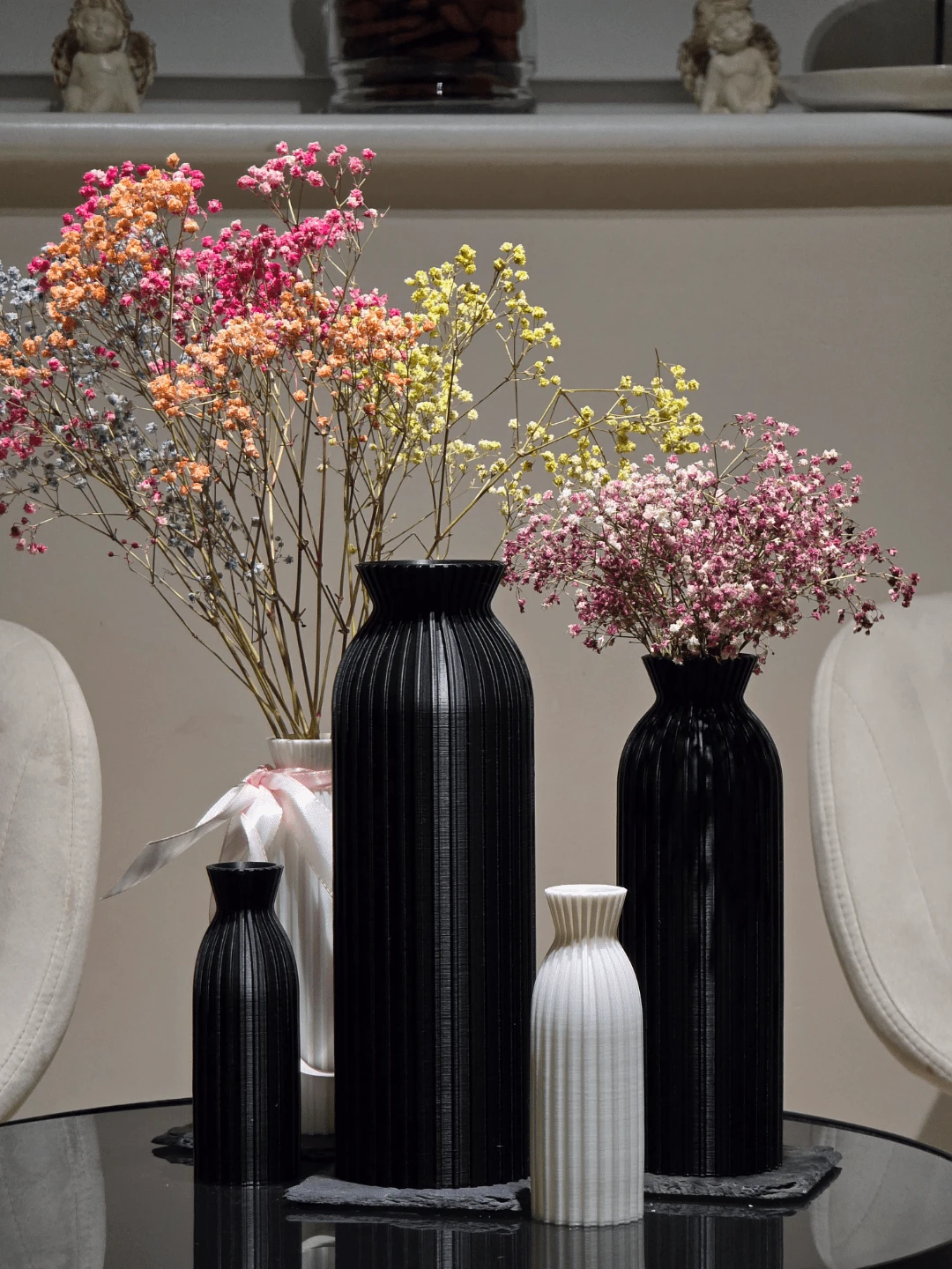 Black Vase, Matte Minimalist Bohemian Style Vase, Suitable For Reed Grass, Suitable For Desktop Home, Living Room, Office Decoration, Bedroom And Kitchen Shelf Home Decor Room Decoration Vase - A - View 1