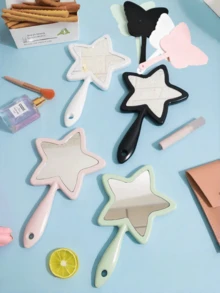 Electroplated Star-Shaped Handheld Makeup Mirror, Portable Compact Vanity Mirror With Glossy Reflective Finish - Multicolor - View 6